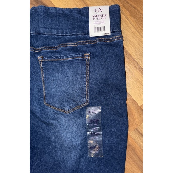 Gloria Vanderbilt Pull On Denim Jeans 18 Short Slimming Panel Amanda Vermont NWT - Picture 12 of 16